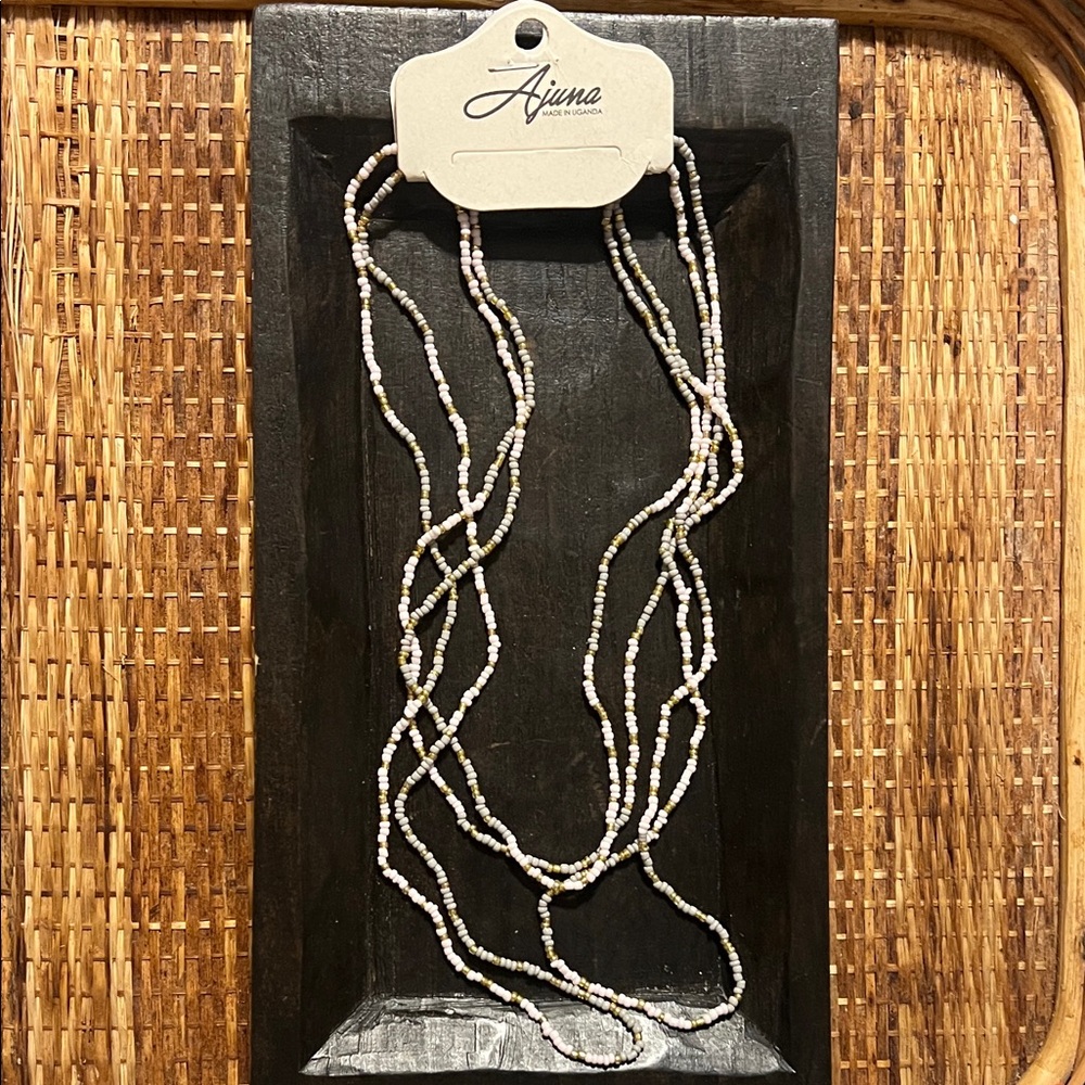 Ajuna Beaded Multi-Strand Necklace in Lavender, Grey, and Gold